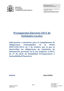 Presupuestos Ejercicio 2015 de Entidades Locales