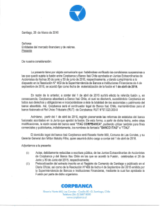 Page 1 A Santiago, 28 de Marzo de 2016 Señores Entidades del