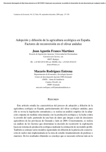 Adopción y difusión de la agricultura ecológica en España. Factores