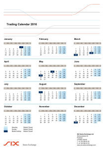 Trading Calendar 2016