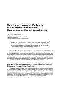 Cambios en la composición familiar en San Sebastián de Palmitas