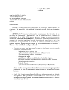 Política institucional de hospital seguro de la Caja Costarricense de