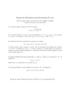 Examen de Matemáticas para Economistas II (25030)
