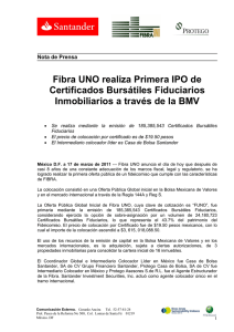 Fibra UNO realiza Primera IPO de Certificados