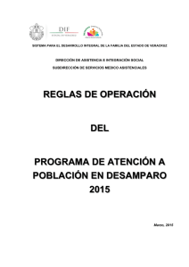 Reglas de Operación del Programa de Atención a Población en