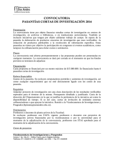 CONVOCATORIA PASANTÍAS CORTAS DE INVESTIGACIÓN 2016
