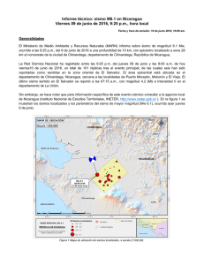 Informe técnico: sismo M6.1 en Nicaragua Viernes 09 de