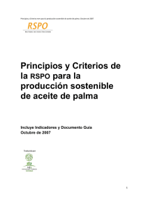 Principios y Criterios de la RSPO para la producción sostenible de