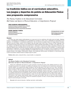 La tradición lúdica en el currículum educativo. Los