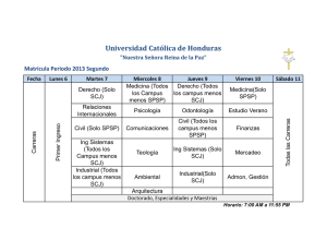 Matrícula Periodo 2013 Segundo - Universidad Católica de Honduras