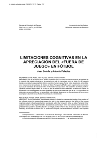 limitaciones cognitivas en la apreciación del «fuera de juego