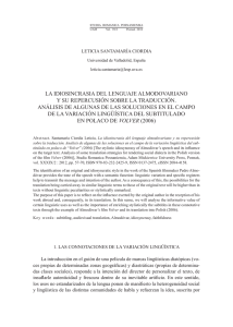 LA iDiOSiNCrASiA DEL LENGUAJE ALmODOVAriANO Y Su