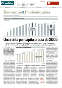 La renta per cápita repunta, pero sigue en los niveles de 2005