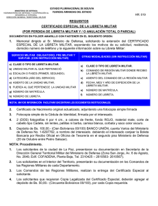 REQUISITOS CERTIFICADO ESPECIAL DE LA LIBRETA MILITAR