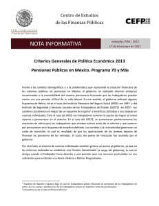 Criterios Generales de Política Económica 2013. Pensiones