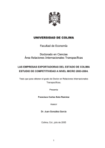 UNIVERSIDAD DE COLIMA Facultad de Economía Doctorado en