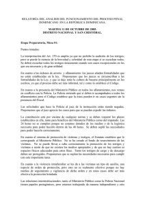 relator&iacute;a del analisis del funcionamiento del proceso penal