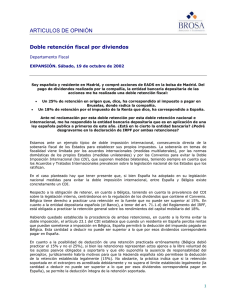 Doble retención fiscal por diviendos Expansión, 19/10/2002