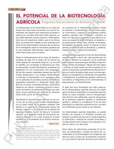 El potencial de la biotecnología agrícola. Programa