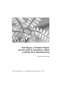 Karl Popper y Friedrich Hayek: una luz sobre la naturaleza, objeto y