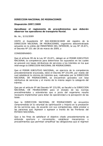 Disposición 2097/2009 - Dirección Nacional de Migraciones