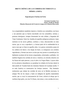Breve Crónica de las Corridas de Toros en la Mérida Andina