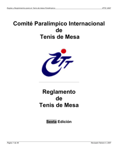Comité Paralímpico Internacional de Tenis de Mesa Reglamento de