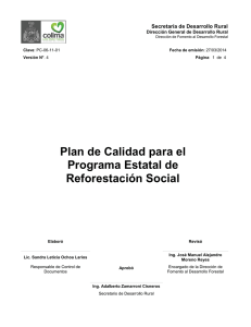 Plan de Calidad para el Programa Estatal de Reforestación Social