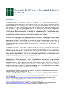 Declaración de IFLA sobre la Neutralidad de la Red y la Tasa Cero