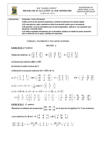 Matrices – Examen con soluciones 24-10-2013