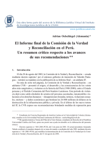 El Informe final de la Comisión de la Verdad y Reconciliación en el
