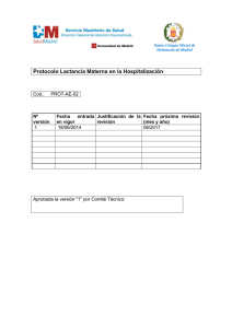 Protocolo Lactancia Materna en la Hospitalizaci&oacute;n