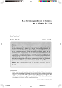 Las luchas agrarias en Colombia en la década de 1920