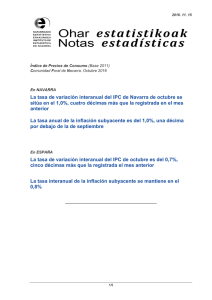 La tasa de variación interanual del IPC de Navarra de septiembre