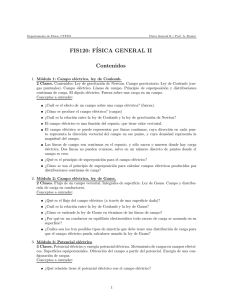 FIS120: FÍSICA GENERAL II Contenidos