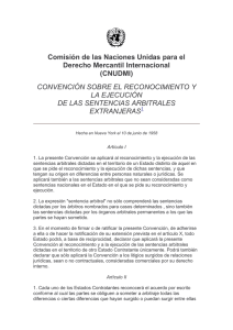 CONVENCIÌN SOBRE EL RECONOCIMIENTO Y LA EJECU