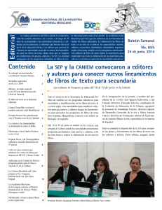 Editorial Contenido La SEP y la CANIEM convocaron a editores y
