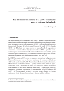 Los dilemas institucionales de la OMC: comentarios sobre el