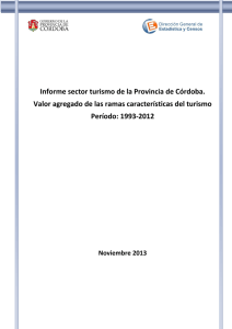 Informe sector turismo de la Provincia de Córdoba. Valor