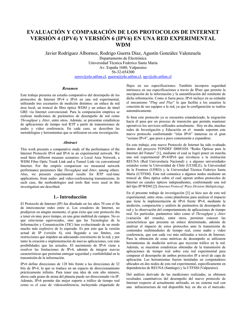  IPv4 Y Versi n 6 IPv6 Departamento De Electr nica