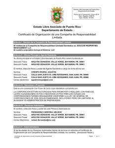 Certificado de Organización de Educon Properties
