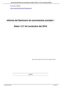 Informe del Seminario de movimientos sociales / Dakar / 5-7