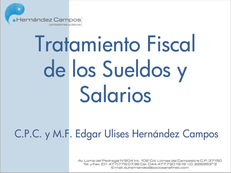 Tratamiento Fiscal De Los Sueldos Y Salarios Tratamiento Fiscal De Los Sueldos Y Salarios