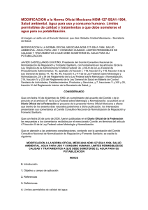 MODIFICACION a la Norma Oficial Mexicana NOM-127-SSA1