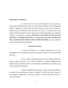 HONORABLE ASAMBLEA - Congreso del Estado de Sonora