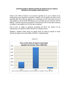 Peso en Kilos Neto de Cigarros Exportados. República de Panamá