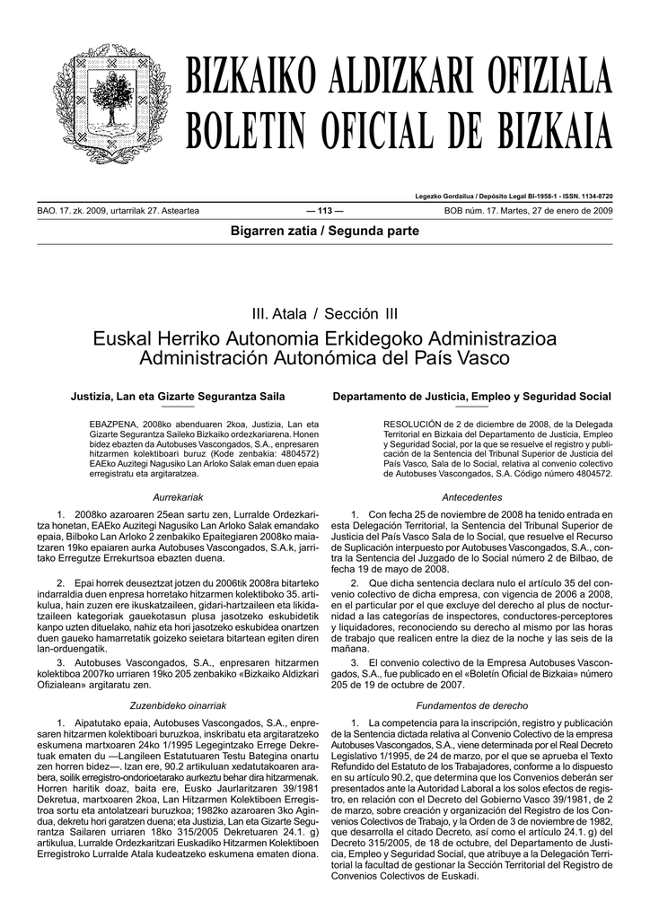 Bizkaiko Aldizkari Ofiziala Boletin Oficial De Bizkaia