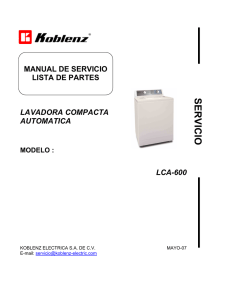 Lavadora Compacta LCA-600 - Portal de Servicio Koblenz