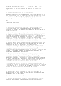 Ley 10/1997 de 19 de diciembre Turismo CyL
