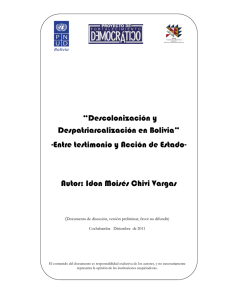 Descolonización y Despatriarcalización en Bolivia